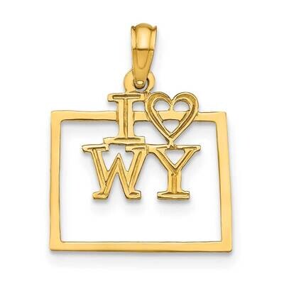 Wyoming State Pendant 14k Gold Solid D1197, MPN: D1197,