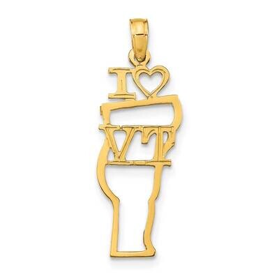 Vermont State Pendant 14k Gold Solid D1193, MPN: D1193,