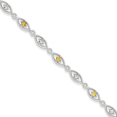 Citrine Diamond Bracelet Sterling Silver QX828CI, MPN: QX828CI, 883957409771