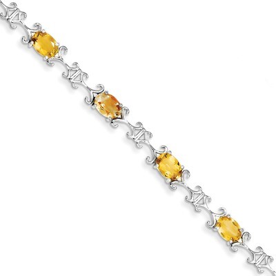 Citrine Oval Bracelet Sterling Silver QX887CI, MPN: QX887CI, 883957467245