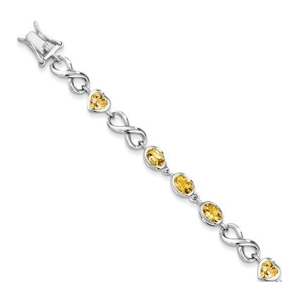 Oval Heart Citrine Bracelet Sterling Silver QX880CI, MPN: QX880CI, 886774277790