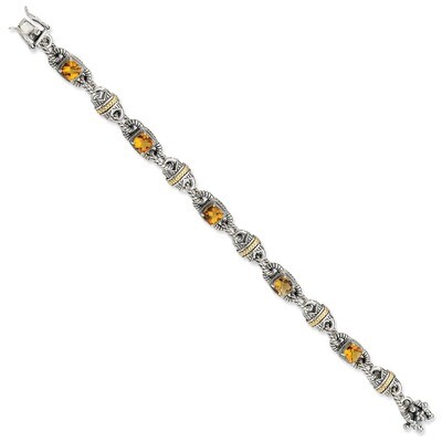 4.29Ct Citrine Bracelet Sterling Silver &amp; 14k Gold QTC384