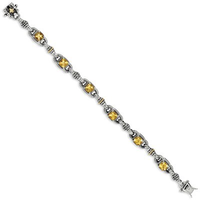 5.14 Citrine 7.25 Inch Bracelet Sterling Silver &amp; 14k Gold QTC414, MPN: QTC414, 883957503493