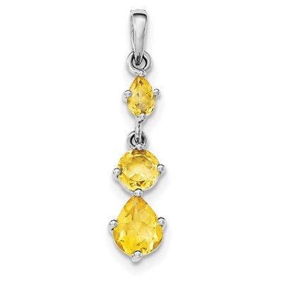 Citrine Pendant Sterling Silver Rhodium-plated QP4542CI, MPN: QP4542CI,