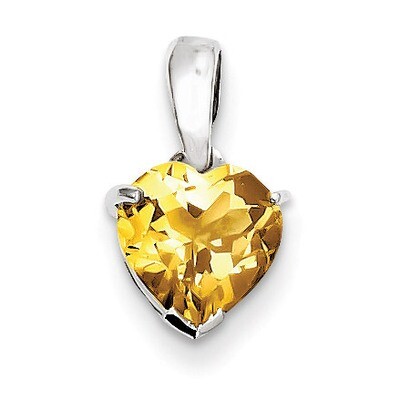 Citrine Pendant Sterling Silver Rhodium QDX749, MPN: QDX749, 883957433677