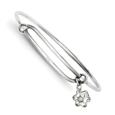 Polished Flower Baby Bangle Sterling Silver Rhodium Plated QB671, MPN: QB671, 883957569161
