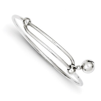 Polished Jingle Bell Baby Bangle Sterling Silver Rhodium Plated QB673, MPN: QB673, 883957546681