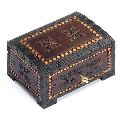 Locking Wooden Box with Flowers GM16148, MPN: GM16148, 610939073541
