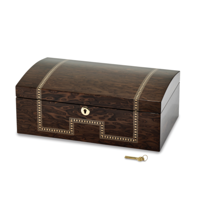 Tiger Eye Veneer with Inlay Locking Jewelry Chest by Jere, MPN: JJB843, 191101679735