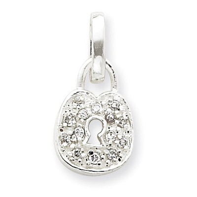 CZ Lock Pendant Sterling Silver QP1152