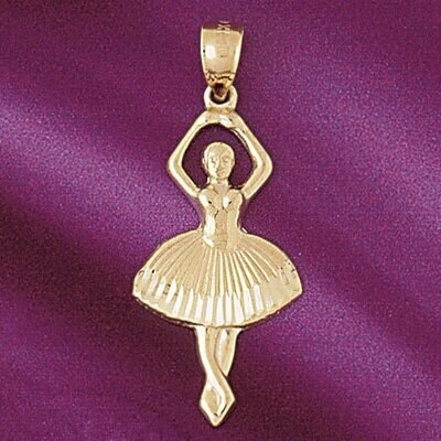 Dazzlers Jewelry Ballerina Dancer Pendant Necklace Charm Bracelet in Yellow, White or Rose Gold 613…