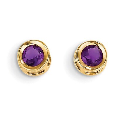 4mm Bezel February/Amethyst Post Earrings 14k Gold XBE2, MPN: XBE2, 883957086927