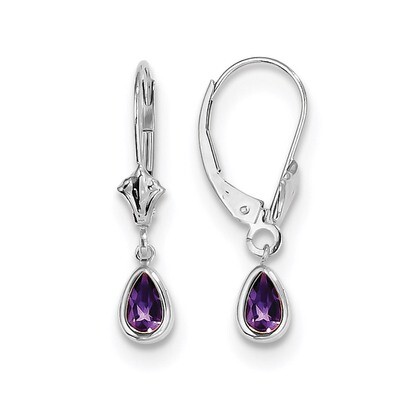 6x4mm Amethys February Earrings 14k white Gold XBE278, MPN: XBE278, 191101433597