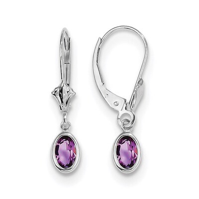 Amethyst February Earrings 14k white Gold 6x4mm Oval XBE290, MPN: XBE290, 191101433719