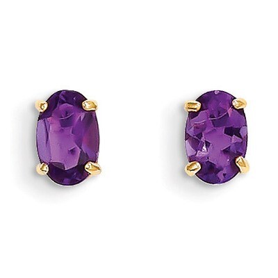 6x4 Oval February/Amethyst Post Earrings 14k Gold XBE14, MPN: XBE14, 883957086545
