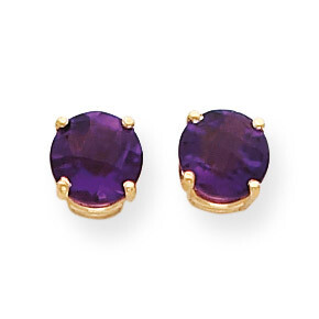 7mm Amethyst Checker Earrings 14k Gold XE74AC, MPN: XE74AC, 883957098012