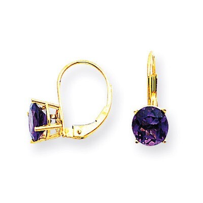 7mm Amethyst Leverback Earrings 14k Gold XLB113AM, MPN: XLB113AM, 883957119946