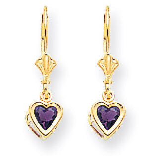 5mm Heart Amethyst Earrings 14k Gold XLB109AM, MPN: XLB109AM, 883957339443