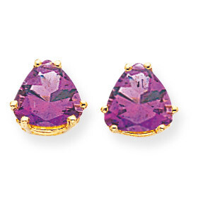 8mm Trillion Amethyst Earrings 14k Gold XE96AM, MPN: XE96AM, 883957341538