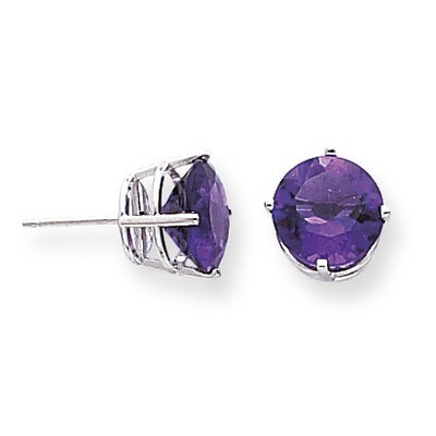 9mm Amethyst Earrings 14k White Gold XE76WAM, MPN: XE76WAM, 883957099538
