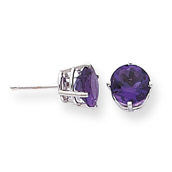 7mm Amethyst Earrings 14k White Gold XE74WAM, MPN: XE74WAM, 883957098135