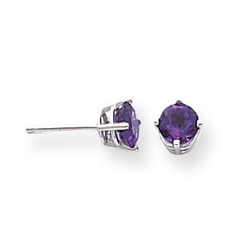 5mm Amethyst Earrings 14k White Gold XE72WAM, MPN: XE72WAM, 883957097398