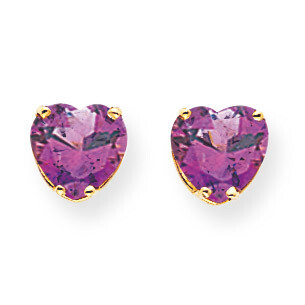 8mm Heart Amethyst earring 14k Gold XE100AM, MPN: XE100AM, 883957339399