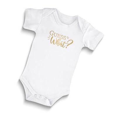 Lillian Rose Guess What? Pregnancy Baby announcement onesie romper GM23968, MPN: GM23968, 710309458…