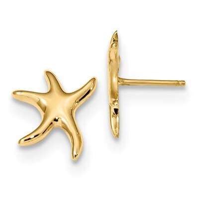 Starfish Post Earrings 14k Gold Polished TC991, MPN: TC991, 191101056246