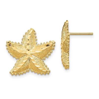 Starfish Post Earrings 14k Gold Diamond-cut TF1570, MPN: TF1570, 883957606521