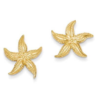 Starfish Post Earrings 14k Gold TC587, MPN: TC587, 637218107407