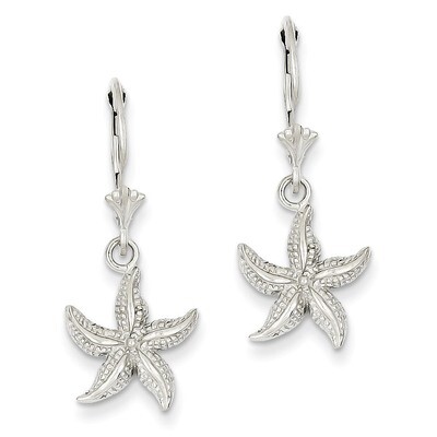 Starfish Leverback Earrings 14k White Gold K4428, MPN: K4428, 637218148233