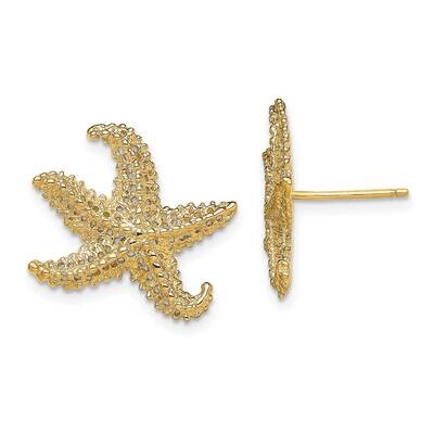 Starfish Post Earrings 14k Gold Textured TE773, MPN: TE773, 637218036462