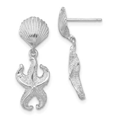 Shell Starfish Dangle Earrings 14k White Gold TE757W, MPN: TE757W, 883957983486