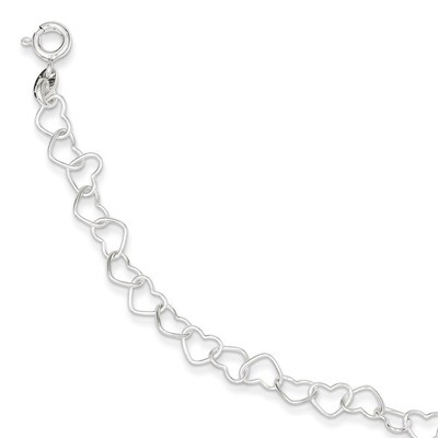 8 Inch Fancy Heart Link Bracelet Sterling Silver Polished QH320-8, MPN: QH320-8, 883957954172