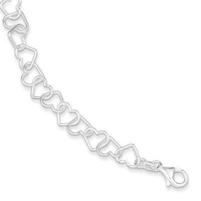 7.5 Inch Fancy Heart Link Bracelet Sterling Silver Polished QH278-7.5, MPN: QH278-7.5, 883957400976