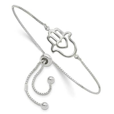 Heart Hamsa Adjustable Bracelet Sterling Silver Polished QG5804, MPN: QG5804, 196904164426