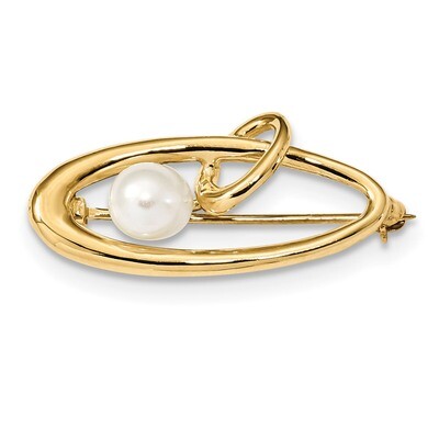 5-6mm White Rice Freshwater Cultured Pearl Pin 14k Gold PIN173, MPN: PIN173, 883957350639