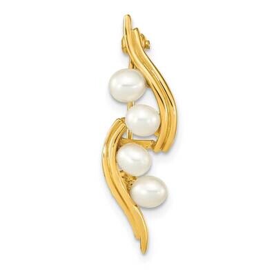 4-5mm Teardrop White Cultured Freshwater Pearl Brooch 14k Gold PIN182, MPN: PIN182, 883957762357