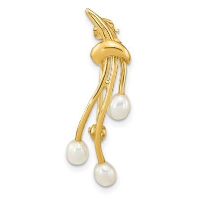 4-5mm Teardrop White Cultured Freshwater Pearl Brooch 14k Gold PIN188, MPN: PIN188, 883957762418