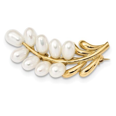 5-6mm White Rice Freshwater Cultured Pearl Pin 14k Gold PIN178, MPN: PIN178, 883957350646
