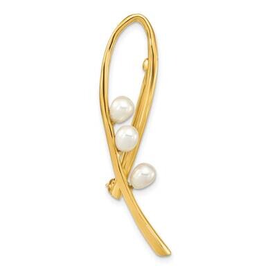 4-5mm Teardrop White Cultured Freshwater Pearl Brooch 14k Gold PIN185, MPN: PIN185, 883957762388