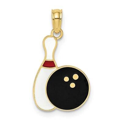 Enamel Bowling Ball and Pin Charm 10k Gold 10K7066, MPN: 10K7066,
