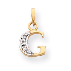 Polished .01ct Diamond Initial G Charm 14K Gold &amp; Rhodium YC250G, MPN: YC250G, 883957323442