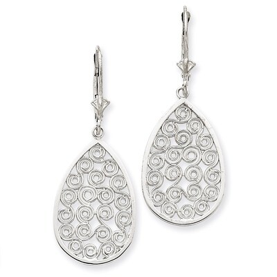 Teardrop Filigree Dangle Leverback Earrings 14k White Gold K1395, MPN: K1395, 886774097695