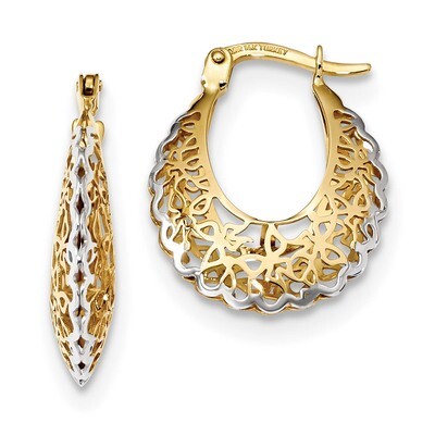 Polished Filigree Hoop Earrings 14k Gold TF1247, MPN: TF1247, 191101145353