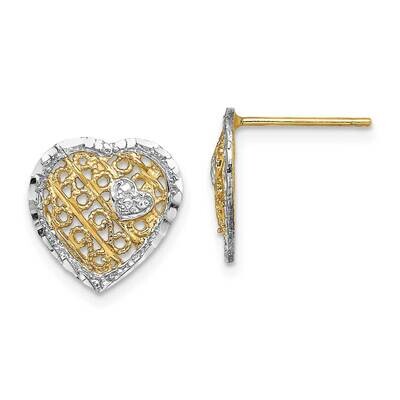 Filigree Heart Post Earrings 14k Gold Rhodium TE906, MPN: TE906, 883957952109