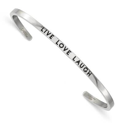 Enamel Crystal Live Love Laugh 3mm Cuff Bangle Stainless Steel Polished SRB2670, MPN: SRB2670, 1911…