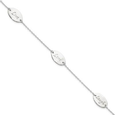 Live Laugh Love 7.5 Inch Bracelet Sterling Silver Polished QG5792-7.5, MPN: QG5792-7.5, 196904163788