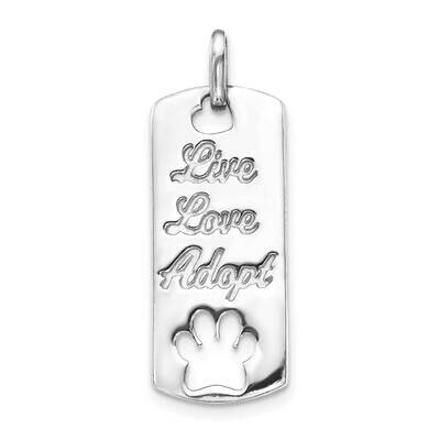 Polished Live Love Adopt Paw Dag Tag Pendant 14k White Gold PM4126-W, MPN: PM4126-W, 883957509198
